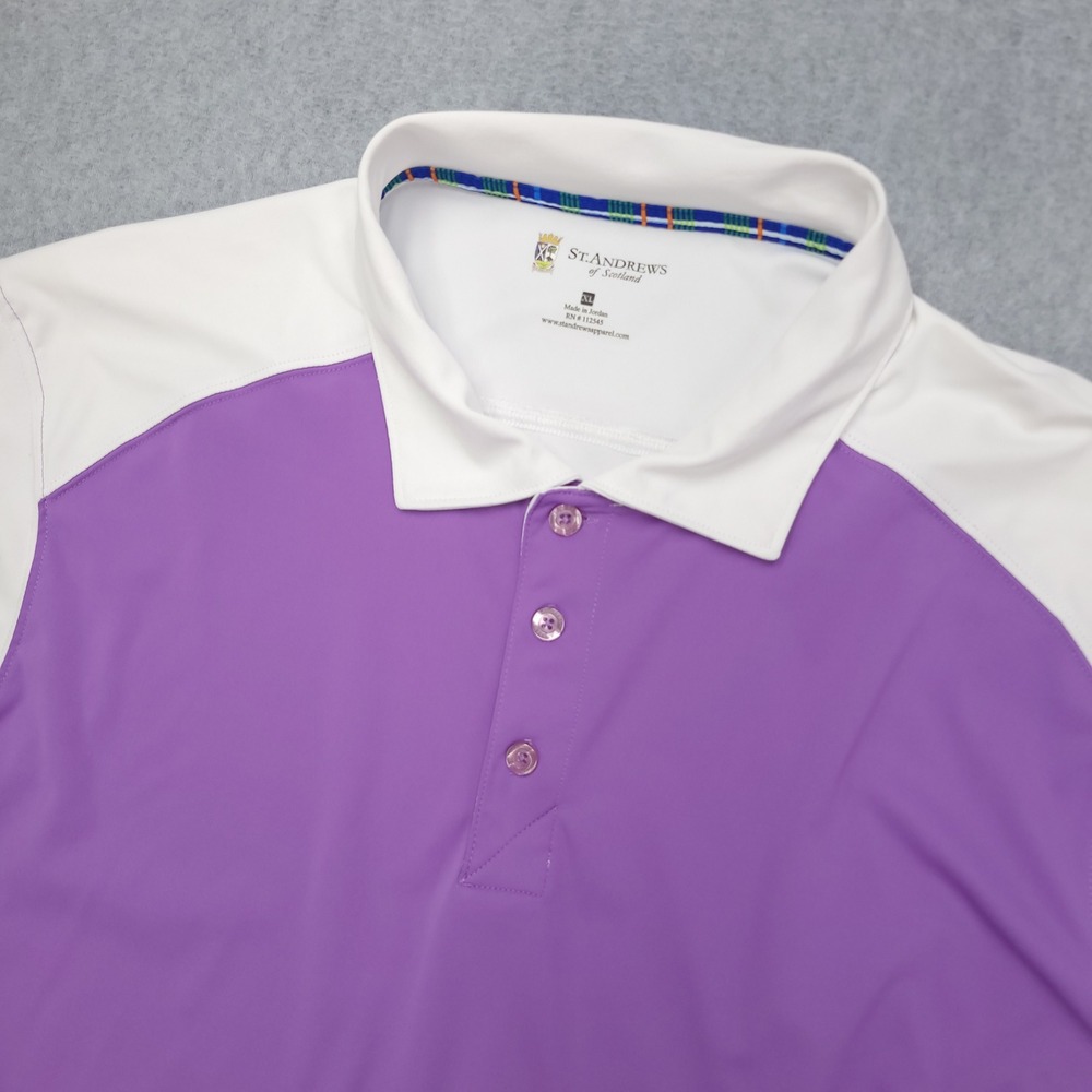 St Andrews of Scotland Polo Shirt Men's XL  Purple White Golf Activewear‎